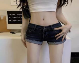 ショートパンツ 美尻 カット マイクロミニ 極浅 セクシー ショートパンツ クラッシュ デニム ジーンズ ホットパンツ