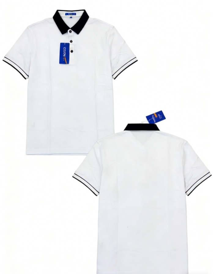メンズ ポロシャツ 半袖 80% コットン コントラストカラー ビジネス カジュアル 2XL