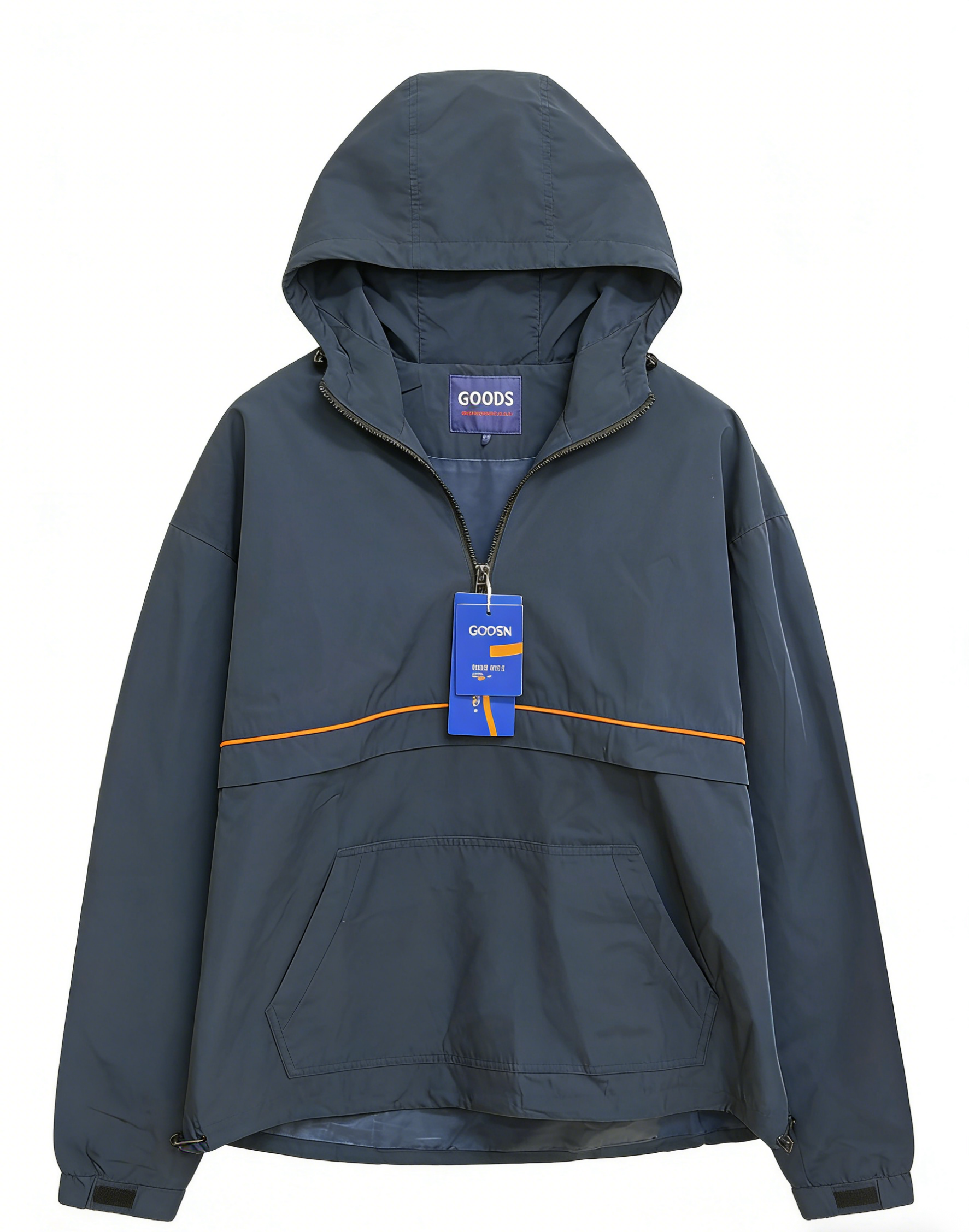 ハーフジップ防風ジャケット メンズ レディース 軽量 ネイビー S XL 2XL アウトドア ジョギング 散歩用 L